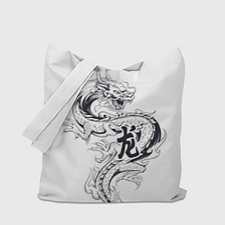 Сумка-шоппер Китайский дракон на белом фоне