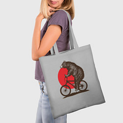 Сумка-шопер Медведь на велосиеде, цвет: 3D-принт — фото 2