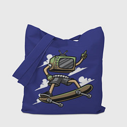 Сумка-шопер Телевизор скейтбордист, цвет: 3D-принт