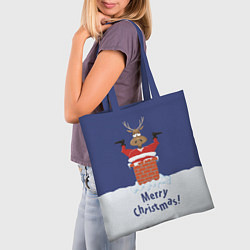 Сумка-шопер Санта в трубе с Оленем, цвет: 3D-принт — фото 2