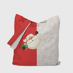 Сумка-шопер Дед Мороз селфи, цвет: 3D-принт