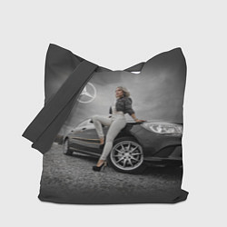 Сумка-шопер Девушка за рулем Мерседеса, цвет: 3D-принт