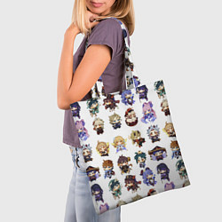 Сумка-шопер Все герои Геншин Импакта чиби паттерн, цвет: 3D-принт — фото 2