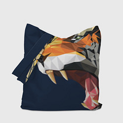 Сумка-шопер Пасть тигра в мозаике, цвет: 3D-принт