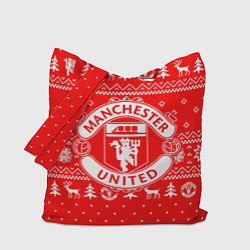 Сумка-шопер FC Manchester United: Новогодний узор, цвет: 3D-принт