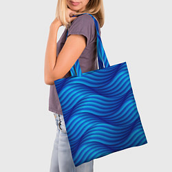 Сумка-шопер Синие абстрактные волны, цвет: 3D-принт — фото 2