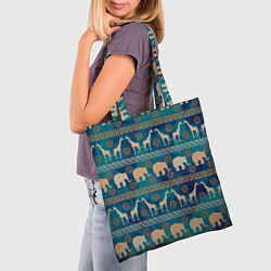 Сумка-шопер Жирафы и слоны, цвет: 3D-принт — фото 2