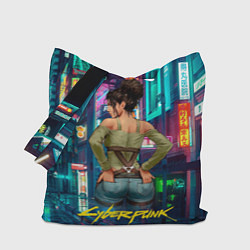 Сумка-шопер Панам вид сзади Cyberpunk2077, цвет: 3D-принт
