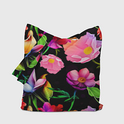 Сумка-шопер Цветочный узор Floral pattern, цвет: 3D-принт