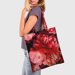 Сумка-шопер Цветы Красные Пионы, цвет: 3D-принт — фото 2