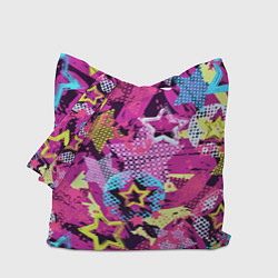 Сумка-шопер Star Colorful Pattern Fashion Neon, цвет: 3D-принт