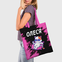 Сумка-шопер Олеся - КОШЕЧКА - Краски, цвет: 3D-принт — фото 2
