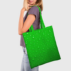 Сумка-шопер Зеленый фон с росой, цвет: 3D-принт — фото 2