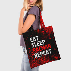 Сумка-шопер Eat Sleep Pacman Repeat Арт, цвет: 3D-принт — фото 2