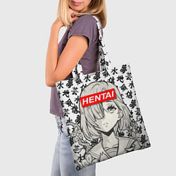 Сумка-шопер HENTAI SCHOOL GIRL ХЕНТАЙ ШКОЛЬНИЦА, цвет: 3D-принт — фото 2