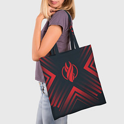 Сумка-шопер Красный Символ Dead Space на темном фоне со стрелк, цвет: 3D-принт — фото 2