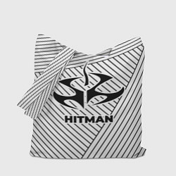 Сумка-шоппер Символ Hitman на светлом фоне с полосами