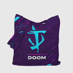 Сумка-шопер Символ Doom в неоновых цветах на темном фоне, цвет: 3D-принт