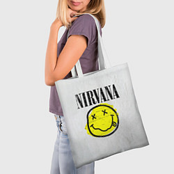 Сумка-шопер Nirvana логотип гранж, цвет: 3D-принт — фото 2