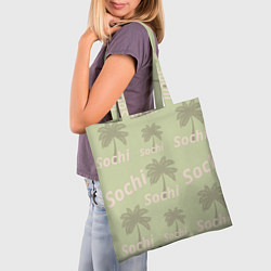 Сумка-шопер Пальмы на салатном фоне palm trees text, цвет: 3D-принт — фото 2