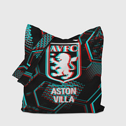 Сумка-шоппер Aston Villa FC в стиле Glitch на темном фоне