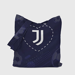Сумка-шоппер Лого Juventus в сердечке на фоне мячей