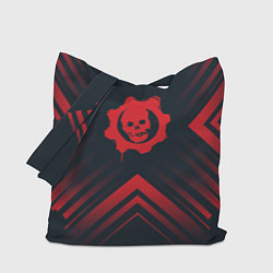 Сумка-шоппер Красный Символ Gears of War на темном фоне со стре