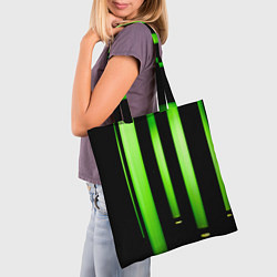 Сумка-шопер Абстрактные неоновые колбы с кислотой - Зелёный, цвет: 3D-принт — фото 2