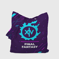Сумка-шоппер Символ Final Fantasy в неоновых цветах на темном ф