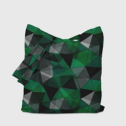 Сумка-шопер Зеленый, серый и черный геометрический, цвет: 3D-принт