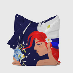 Сумка-шоппер Русская девушка с триколором на волосах