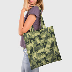 Сумка-шопер Кошачий камуфляж в зеленой гамме, цвет: 3D-принт — фото 2
