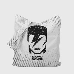 Сумка-шопер David Bowie с потертостями на светлом фоне, цвет: 3D-принт