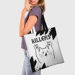 Сумка-шопер The Killers рок кот на светлом фоне, цвет: 3D-принт — фото 2