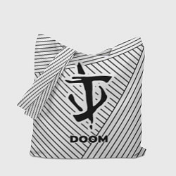 Сумка-шопер Символ Doom на светлом фоне с полосами, цвет: 3D-принт
