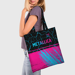 Сумка-шопер Metallica - neon gradient: символ сверху, цвет: 3D-принт — фото 2