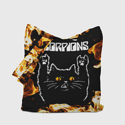 Сумка-шоппер Scorpions рок кот и огонь