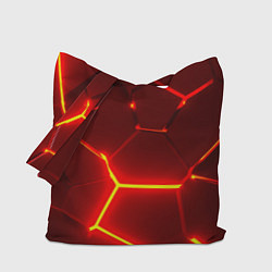 Сумка-шопер Красные неоновые геометрические плиты, цвет: 3D-принт