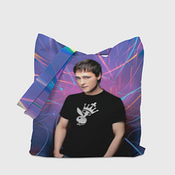 Сумка-шоппер Юрий Шатунов на неоновом фоне