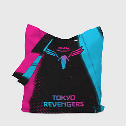 Сумка-шопер Tokyo Revengers - neon gradient: символ, надпись, цвет: 3D-принт