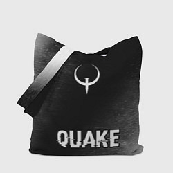 Сумка-шоппер Quake glitch на темном фоне: символ, надпись