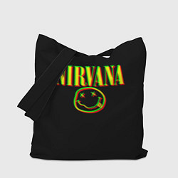 Сумка-шопер Nirvana logo glitch, цвет: 3D-принт