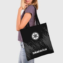Сумка-шопер Yamaha speed шины на темном: символ, надпись, цвет: 3D-принт — фото 2