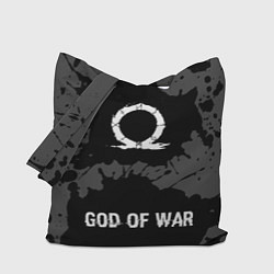 Сумка-шоппер God of War glitch на темном фоне: символ, надпись
