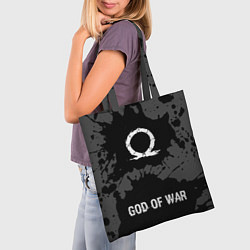 Сумка-шопер God of War glitch на темном фоне: символ, надпись, цвет: 3D-принт — фото 2