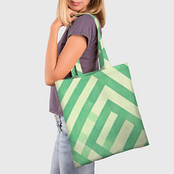 Сумка-шопер Зеленые геометрические узоры, цвет: 3D-принт — фото 2