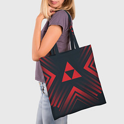 Сумка-шопер Красный символ Zelda на темном фоне со стрелками, цвет: 3D-принт — фото 2