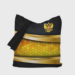 Сумка-шопер Black & gold - герб России, цвет: 3D-принт