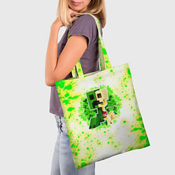 Сумка-шопер Minecraft creeper green, цвет: 3D-принт — фото 2
