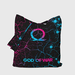 Сумка-шопер God of War - neon gradient: символ, надпись, цвет: 3D-принт